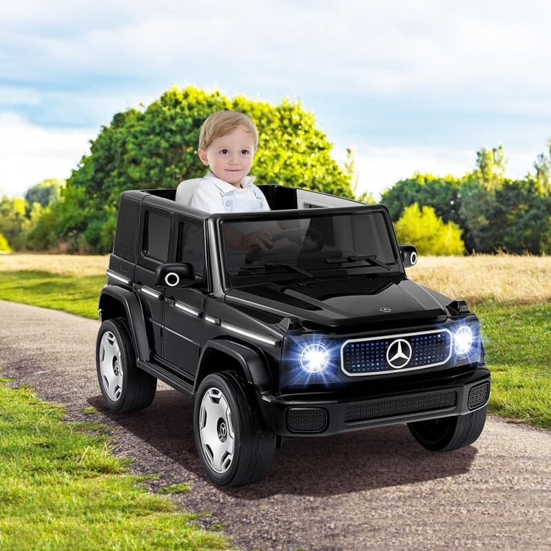 foto del prodotto goplus auto elettrica 12v per bambini, con licenza mercedes benz, con telecomando, effetti sonori e luci led, clacson, 2 modalit di guida, porte