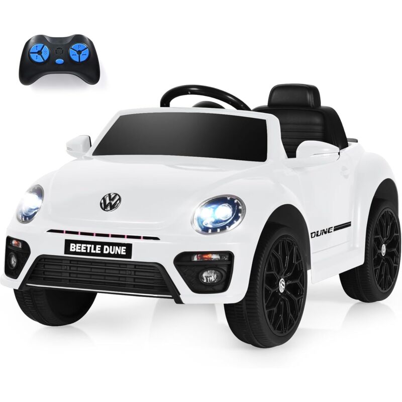 foto del prodotto goplus auto elettrica a 12 v per bambini, con telecomando, veicolo elettrico con led bluetooth usb, 3 5 km h, 3 8 anni bianco 