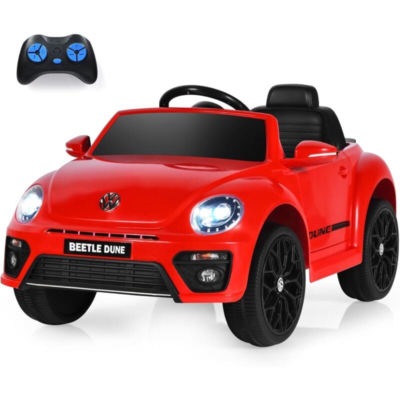 foto del prodotto goplus auto elettrica a 12 v per bambini, con telecomando, veicolo elettrico con led bluetooth usb, 3 5 km h, 3 8 anni rosso 