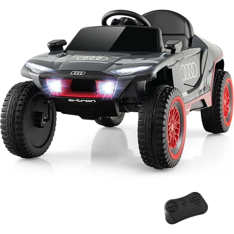 foto del prodotto goplus auto elettrica con licenza audi per bambini, auto da corsa elettrica con telecomando genitore 2,4g, funzione musica, luci led e 4 molle