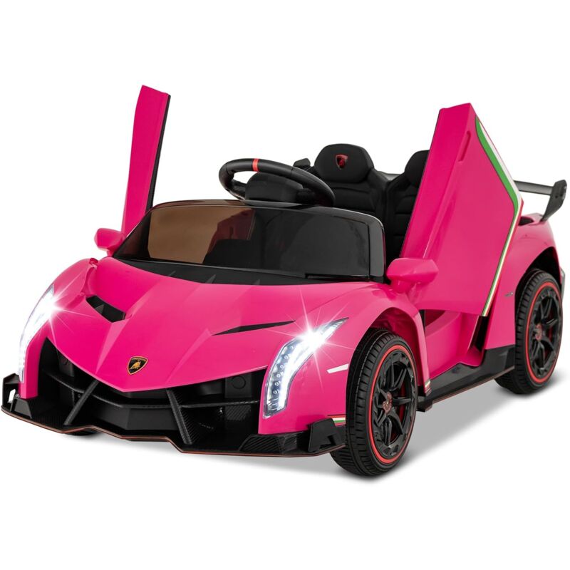 foto del prodotto goplus auto elettrica lamborghini, macchina giocattolo a trazione integrale con telecomando, luci led, funzione usb mp3 dondolo, veicolo per