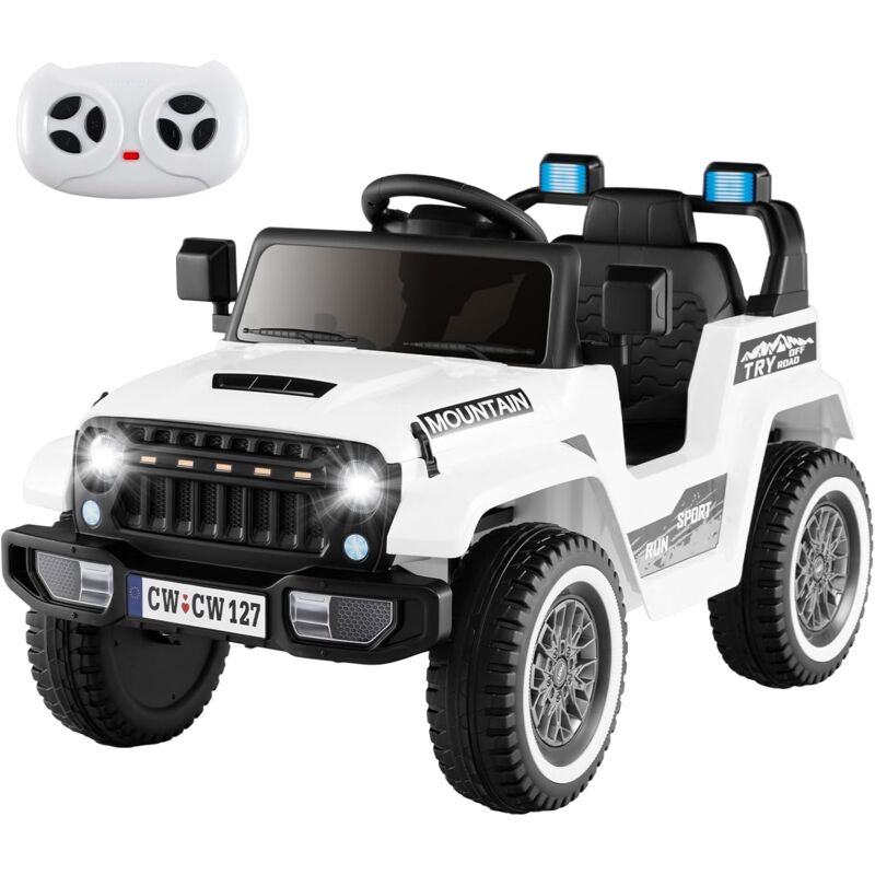 foto del prodotto goplus auto elettrica per bambini 12v, veicolo alimentato a batteria con luci, 3 velocit e controllo remoto 2,4g, modalit musicale e connessione