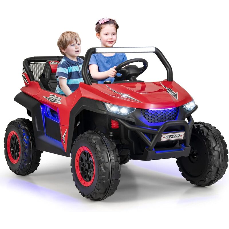 foto del prodotto goplus auto elettrica per bambini a 12 v, veicolo per bambini a 2 posti con telecomando, fari, musica, luci e borsa per conservazione, per 3 8 anni