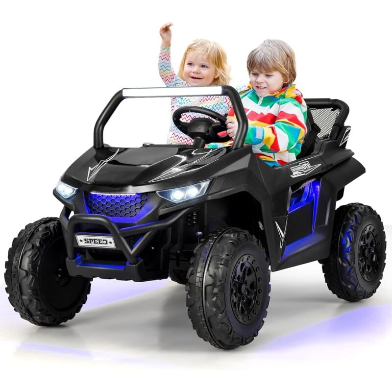 foto del prodotto goplus auto elettrica per bambini a 12 v, veicolo per bambini a 2 posti con telecomando, fari, musica, luci e borsa per conservazione, per 3 8 anni