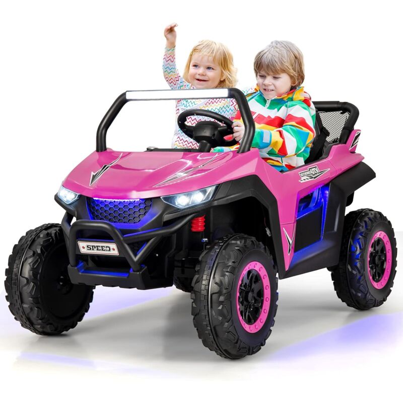 foto del prodotto goplus auto elettrica per bambini a 12 v, veicolo per bambini a 2 posti con telecomando, fari, musica, luci e borsa per conservazione, per 3 8 anni