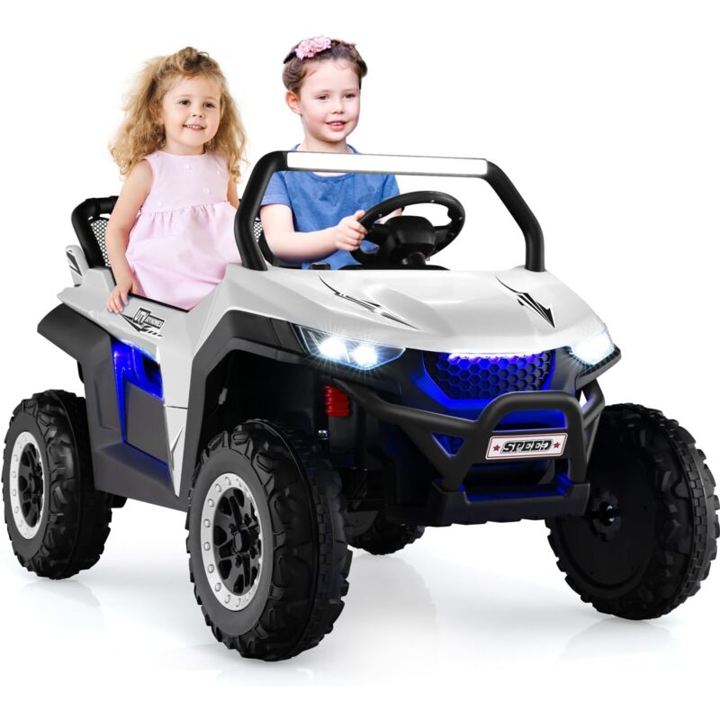 foto del prodotto goplus auto elettrica per bambini a 12 v, veicolo per bambini a 2 posti con telecomando, fari, musica, luci e borsa per conservazione, per 3 8 anni