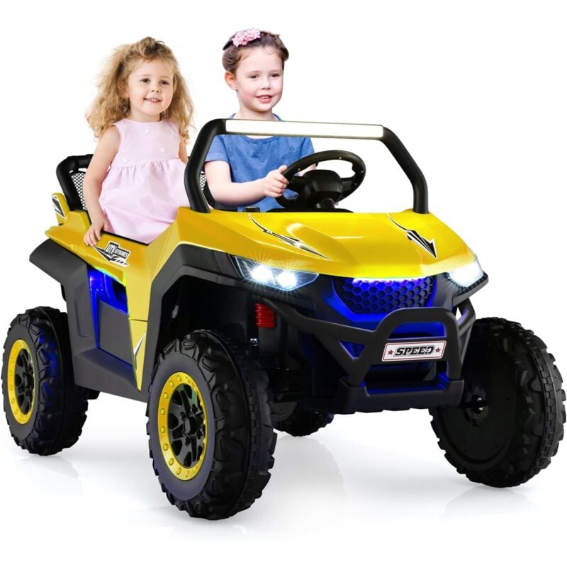 foto del prodotto goplus auto elettrica per bambini a 12 v, veicolo per bambini a 2 posti con telecomando, fari, musica, luci e borsa per conservazione, per 3 8 anni