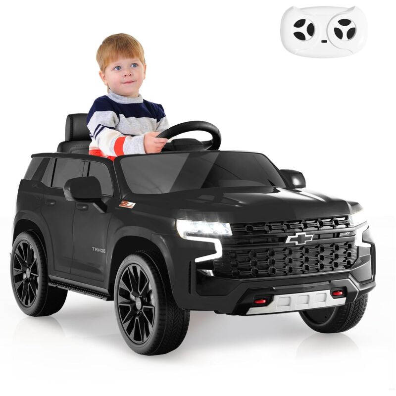 foto del prodotto goplus auto elettrica per bambini con avvio morbido, veicolo elettrico alimentato a batteria 12 v chevrolet tahoe con luci, suv con telecomando 2,4
