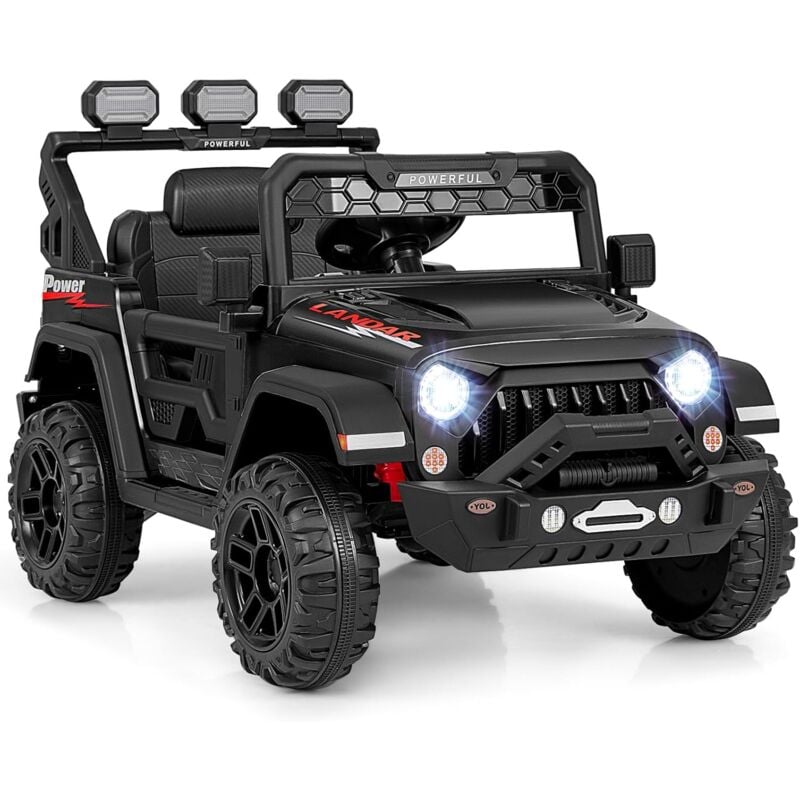 foto del prodotto goplus auto per bambini a 12 v con telecomando, camionetta elettrica a batteria con lettore musicale, luci led, visualizzatore di potenza, avvio