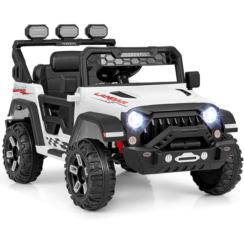 foto del prodotto goplus auto per bambini a 12 v con telecomando, camionetta elettrica a batteria con lettore musicale, luci led, visualizzatore di potenza, avvio