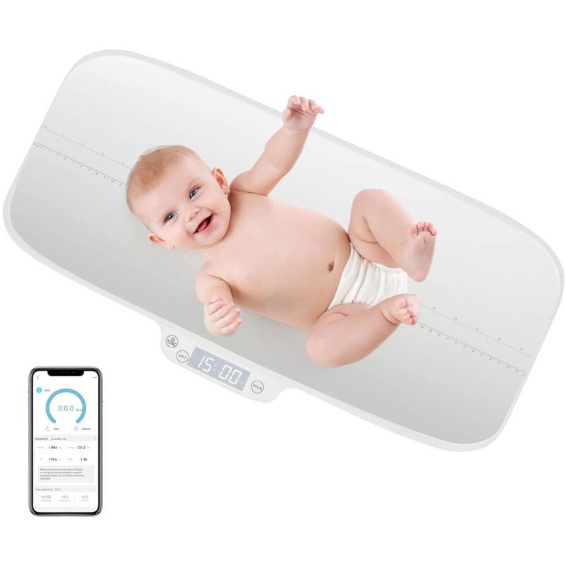 foto del prodotto goplus bilancia digitale per neonati, bilancia intelligente con funzioni hold tare, display a led, bilancia multifunzione per animali domestici,
