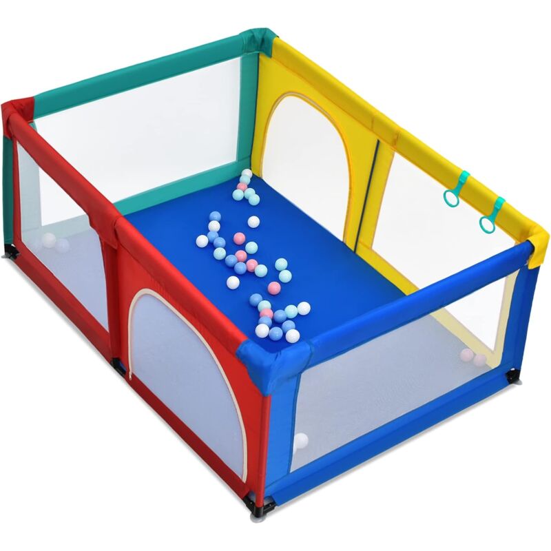 foto del prodotto goplus box per bambini, 190 x 120 x 69 cm, centro attivit , 50 palline colorate, 2 anelli per imparare a camminare, ventose antiscivole colorato 