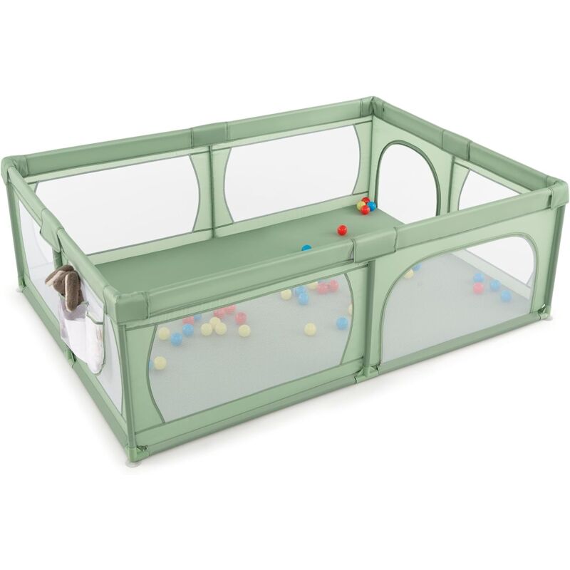 foto del prodotto goplus box recinto per bambini 0 3 anni, 206 147 68,5 cm, con 50 palline dell oceano, borsa portatile, porta con cerniera, rete traspirante,
