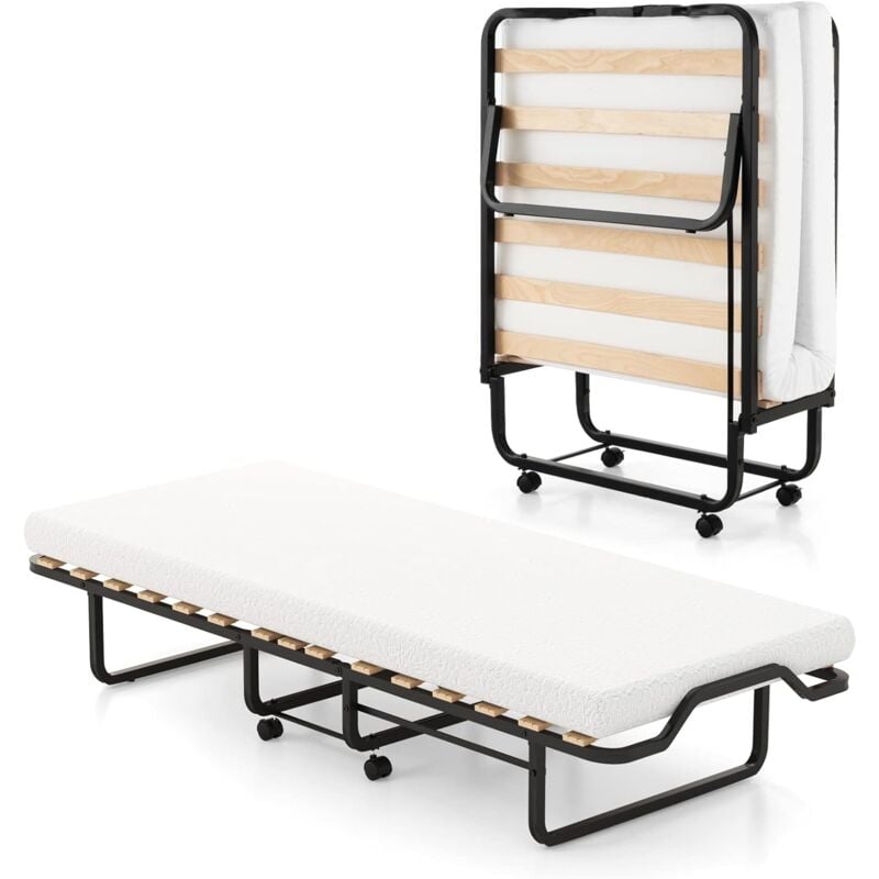 foto del prodotto goplus brandina pieghevole con materasso, carico 220 kg, 200 x 80 x 41 cm, materasso memory, a 15 doghe