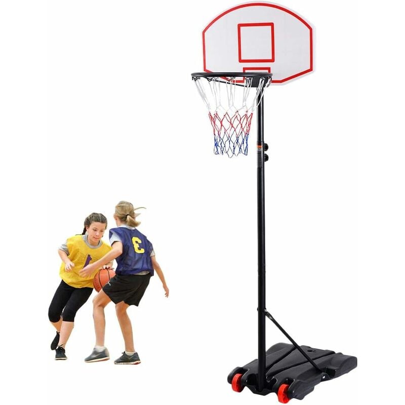 foto del prodotto goplus canestro da basket con supporto per ragazzini adulti tabellone altezza regolabile canestro portatile con ruote, interno esterno, tubi