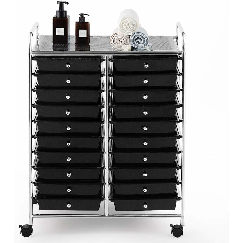 foto del prodotto goplus carrello con cassetti, carrello di stoccaggio, contenitore multiuso con ruote, carrello portaoggetti, ideale per uffici, parrucchieri,