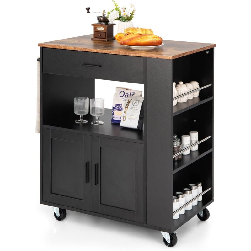 foto del prodotto goplus carrello per cucina, isola portavivande con cassetto, portaspezie, ruote con freni, per cucine, alberghi, ristoranti, hotel, ristoranti