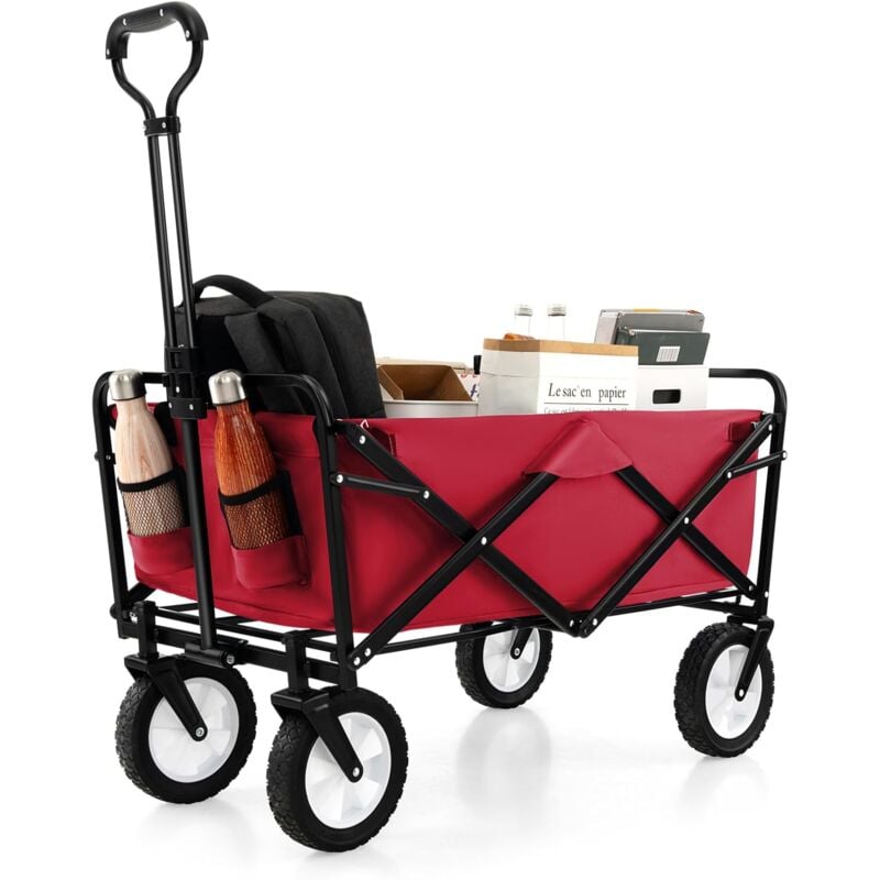 foto del prodotto goplus carrello pieghevole, carrello da spiaggia con capacit di 82 l, carrello portatile con manico retrattile e borsa di stoccaggio, carrello