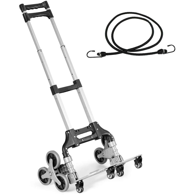 foto del prodotto goplus carrello pieghevole per scale, carrello di trasporto pieghevole in alluminio con 6 ruote antiscivolo, carrello portapacchi trasformabile per