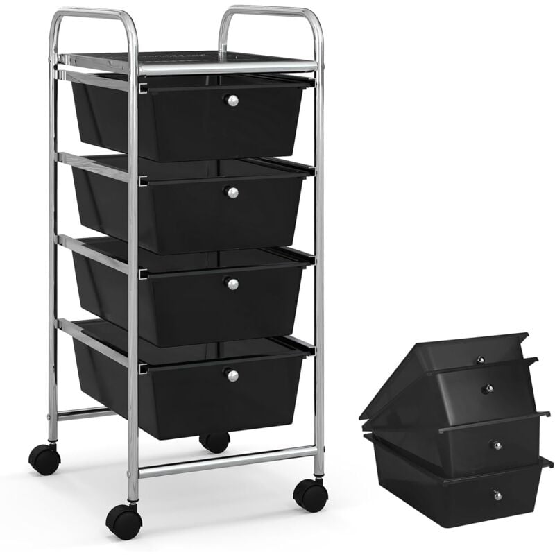 foto del prodotto goplus carrello portaoggetti con ruote, 4 cassetti, carrellino organizzatore salvaspazio, per uffici, parrucchieri, studio, soggiorno, 37 x 32 x 76