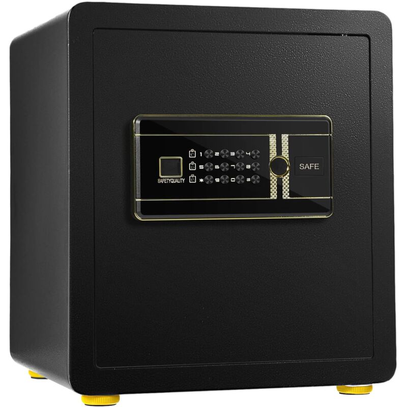 foto del prodotto goplus cassaforte di sicurezza con serratura a combinazione, cassaforte con mensola rimovibile e sistema di allarme, cassaforte in acciaio con