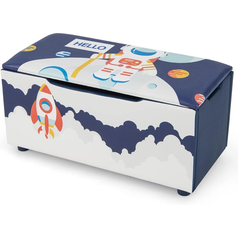foto del prodotto goplus cassapanca per bambini 2 in 1, carico 150 kg, con coperchio rimovibile, panca portaoggetti con fessure antipizzicamento, cinghia di trazione