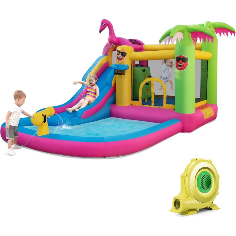 foto del prodotto goplus castello gonfiabile per bambini 3 10 anni, 300 x 450 x 260 cm, con ventilatore 680 w