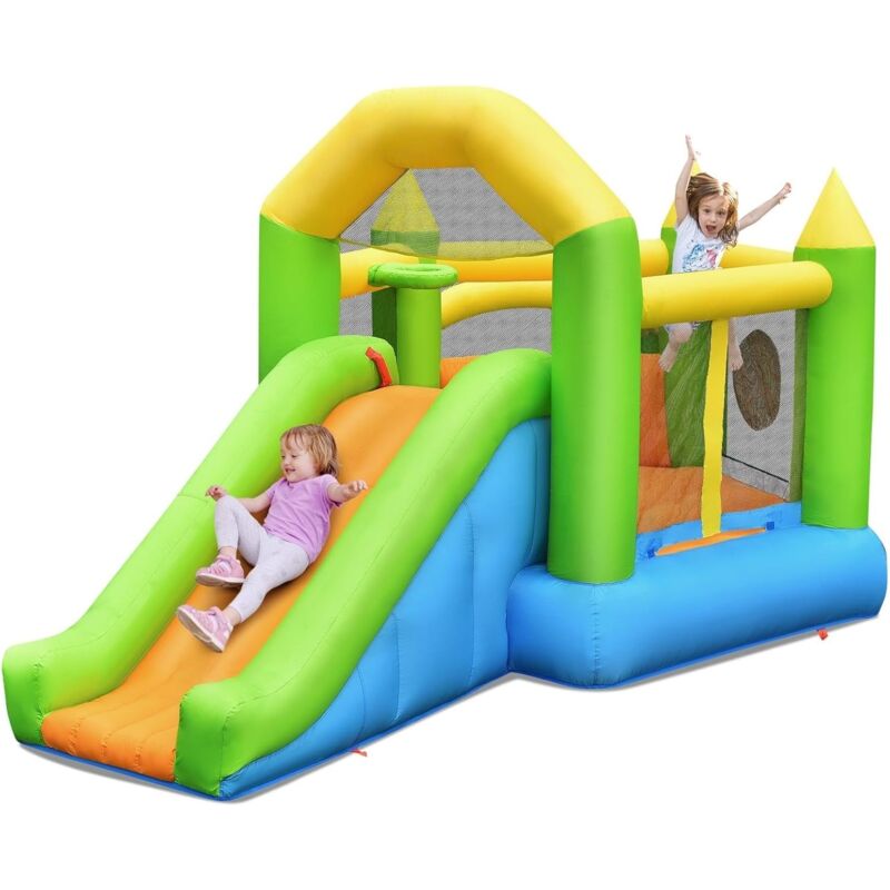 foto del prodotto goplus castello gonfiabile per bambini 3 10 anni, trampolino multifunzionale, 477 x 241 x 208 cm,