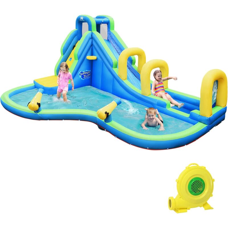 foto del prodotto goplus castello gonfiabile per bambini 4 12 anni, con ventilatore 680 w, 477,5 x 366 x 242,5 cm