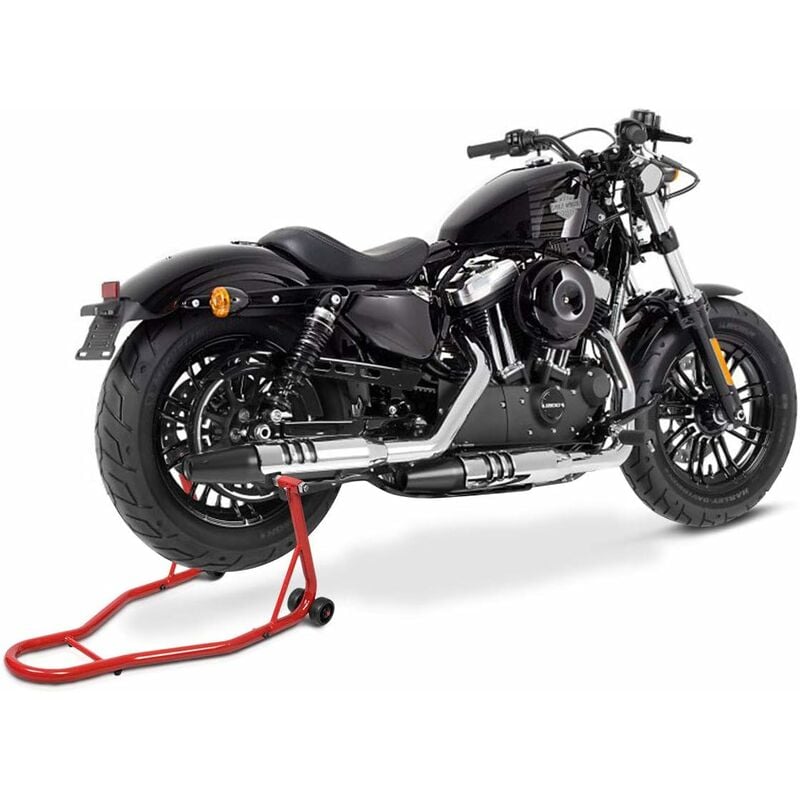 foto del prodotto goplus cavalletto sposta moto posteriore, portata di 200 kg, alzamoto regolabile per ruote motobike, telaio in metallo, con ruote flessibili,
