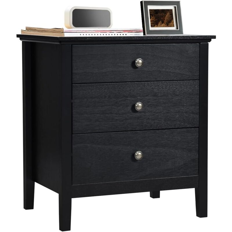immagine 0 del prodotto goplus comodino con 3 cassetti, struttura stabile e resistente in legno, ampio spazio di archiviazione, adatto per salone e camera da letto, 60 x 45