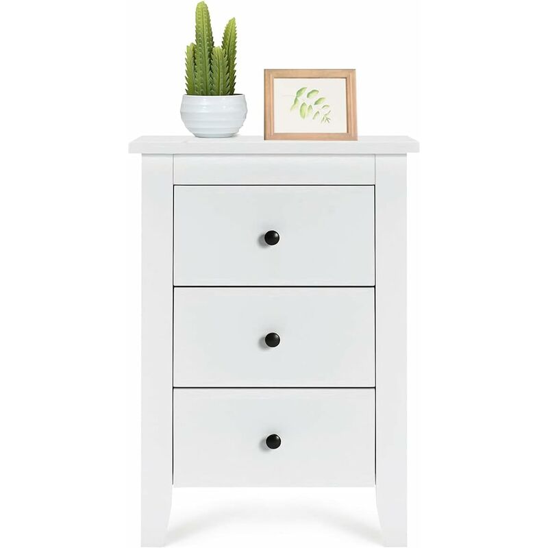 foto del prodotto goplus comodino con cassetti, 4 gambe e manico, tavolino laterale per camera da letto, salotto, 46 x 37 x 65 cm, design moderno 1 pezzo,bianco 