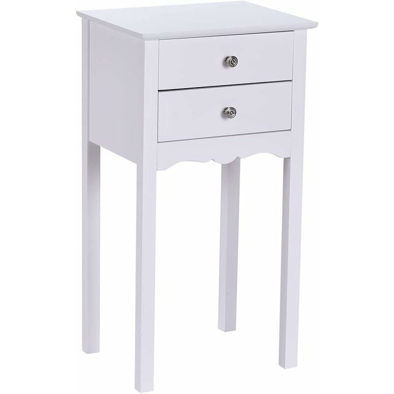 foto del prodotto goplus comodino con cassetti per camera da letto, com in legno, con 2 cassetti e pomelli argento, tavolino da letto elegante, design classico,