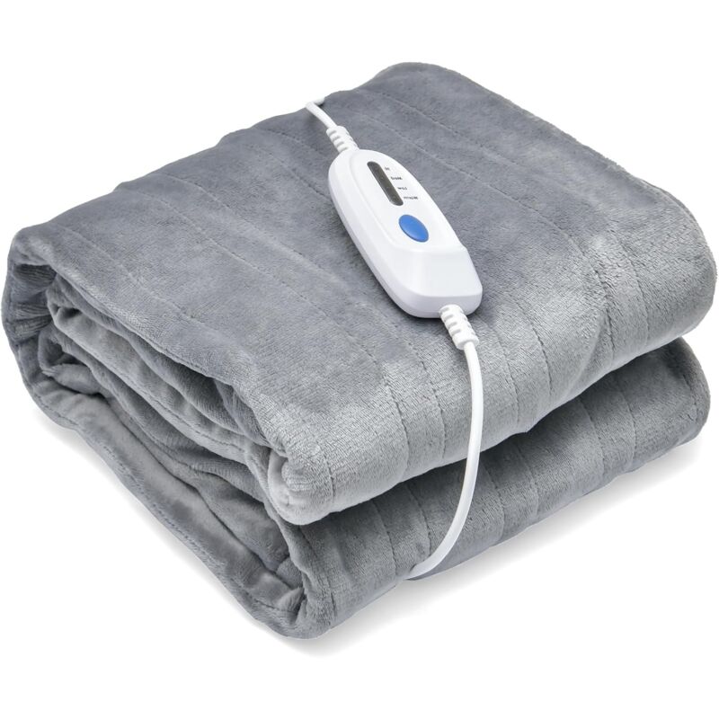 foto del prodotto goplus coperta elettrica riscaldata, coperta termica a piumone con 4 livelli di temperatura, timer di 8 ore, spegnimento automatico, flanella