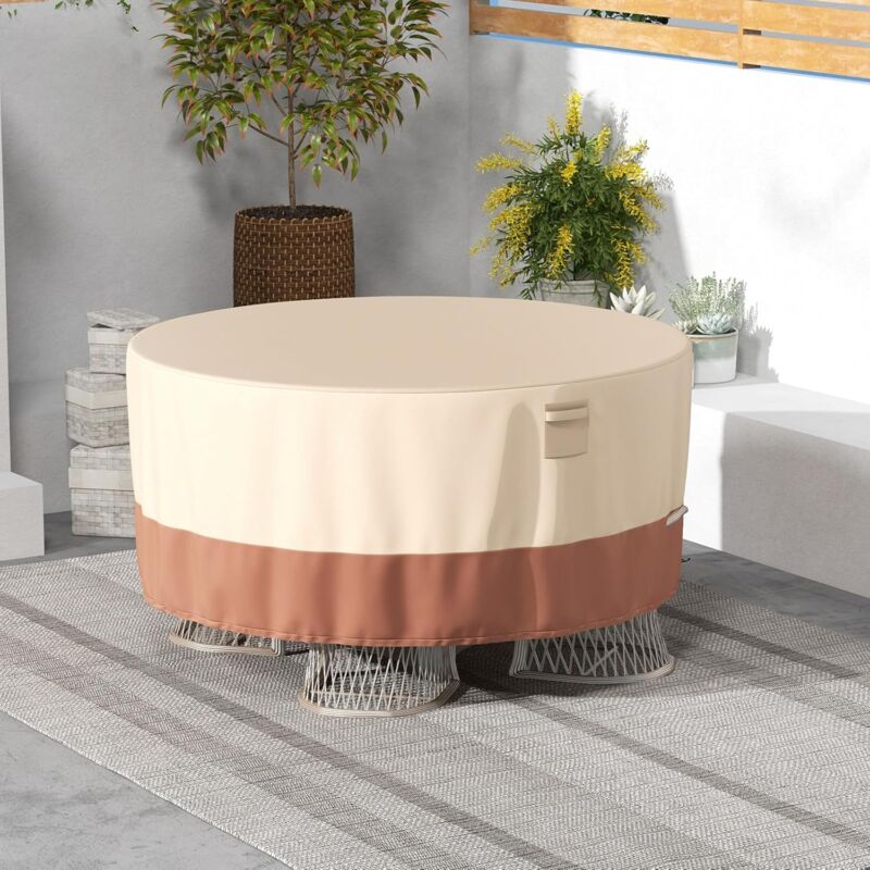 foto del prodotto goplus copertura protettive per mobili da giardino, copri tavolo per esterno impermeabile con prese d aria, fibbie e coulisse, telo copritavolo