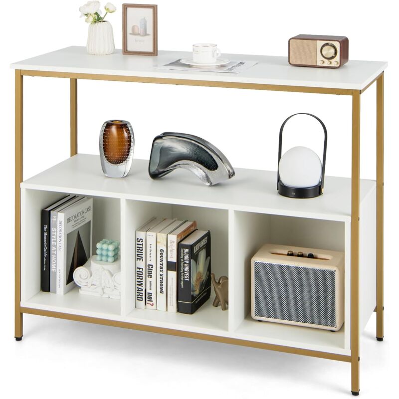foto del prodotto goplus credenza da cucina, mobile buffet con 3 scomparti e gambe in metallo rialzate, mobile da cucina per soggiorno e sala da pranzo, 110 x 42,5 x
