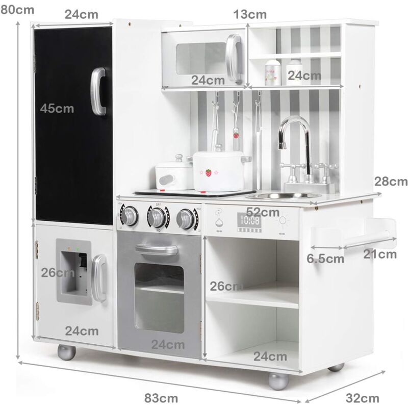 foto del prodotto goplus cucina giocattolo per bambini, cucina da bambini con suoni realistici lavagna lavello staccabile piano cottura e accessori, gioco cucina