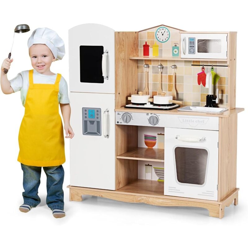 foto del prodotto goplus cucina giocattolo per bambini, cucina in legno con armadietti e accessori, migliorare la capacit pratica, adatto a bambini di 3 7 anni 81