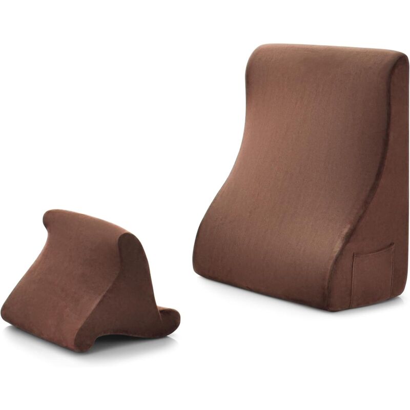 foto del prodotto goplus cuscino a cuneo in memory foam, set di cuscini multifunzionali con tasca laterale, supporto per collo schiena gambe, rivestimento lavabile,