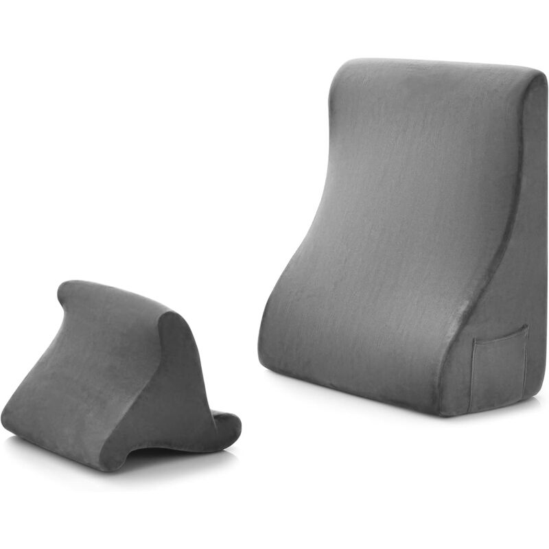 foto del prodotto goplus cuscino a cuneo in memory foam, set di cuscini multifunzionali con tasca laterale, supporto per collo schiena gambe, rivestimento lavabile,