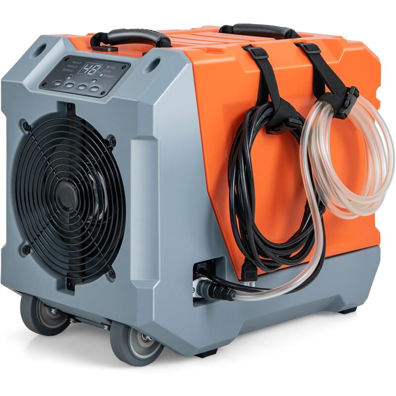 foto del prodotto goplus deumidificatore commerciale da 85 l giorno, deumidificatore mobile con sbrinamento automatico, 2 ruote e maniglia pieghevole, timer 24h,