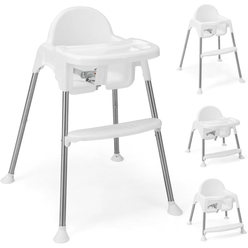 immagine 0 del prodotto goplus evolutive 4 in 1 seggiolone con vassoio rimovibile e altezza regolabile, seggiolone per bambini con imbracatura e piedi antiscivolo,