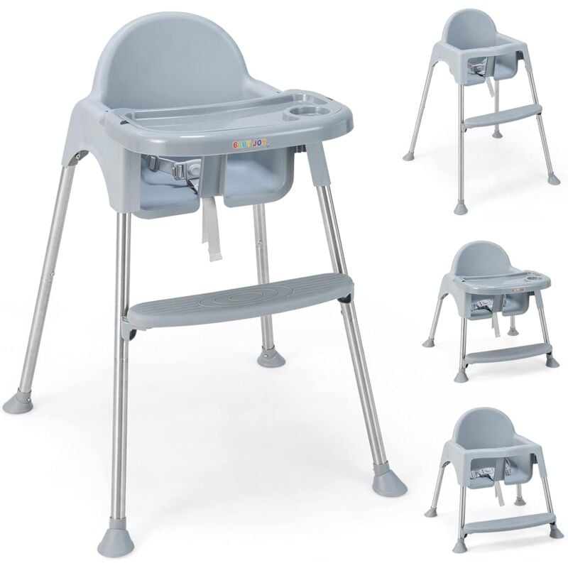 foto del prodotto goplus evolutive 4 in 1 seggiolone con vassoio rimovibile e altezza regolabile, seggiolone per bambini con imbracatura e piedi antiscivolo,