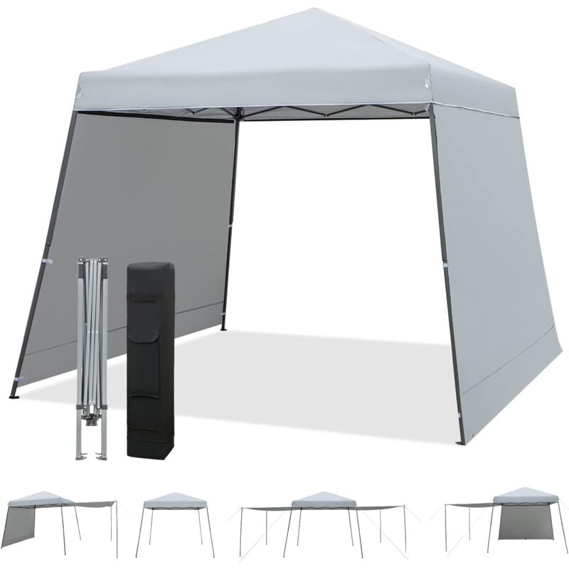 foto del prodotto goplus gazebo da giardino impermeabile e resistente ai raggi uv, gazebo da giardino regolabile in altezza con 2 pareti laterali rimovibili, gazebo