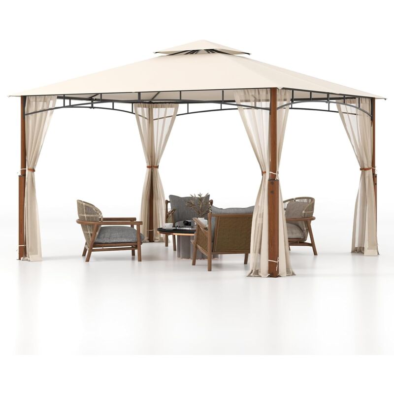 foto del prodotto goplus gazebo da patio 360 x 300 cm, gazebo resistente per feste con copertura superiore impermeabile e parasole, pareti in rete, picchetti per