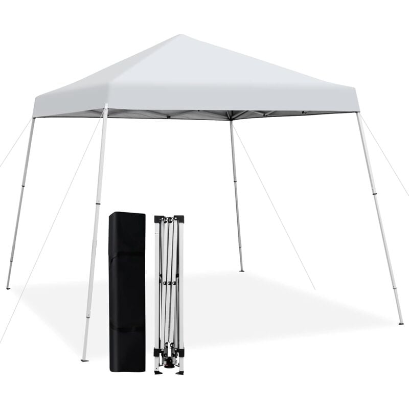 foto del prodotto goplus gazebo pieghevole da giardino, 3 altezze regolabili, in oxford e ferro, borsa di trasporto, tendolone per eventi da esterno, per 8 10