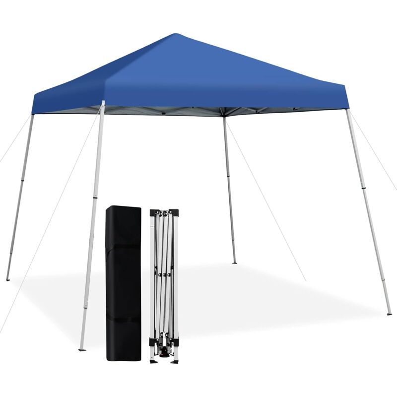 foto del prodotto goplus gazebo pieghevole da giardino, 3 altezze regolabili, in oxford e ferro, borsa di trasporto, tendolone per eventi da esterno, per 8 10 persone,