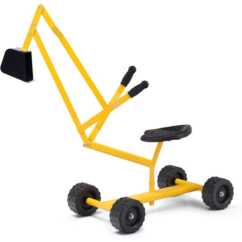 foto del prodotto goplus giocattolo escavatore per bambini, con sedile girevole a 360 gradi, 2 bracci e 4 ruote antiscivolo, maniglia in gomma, adatto per bambini 3 