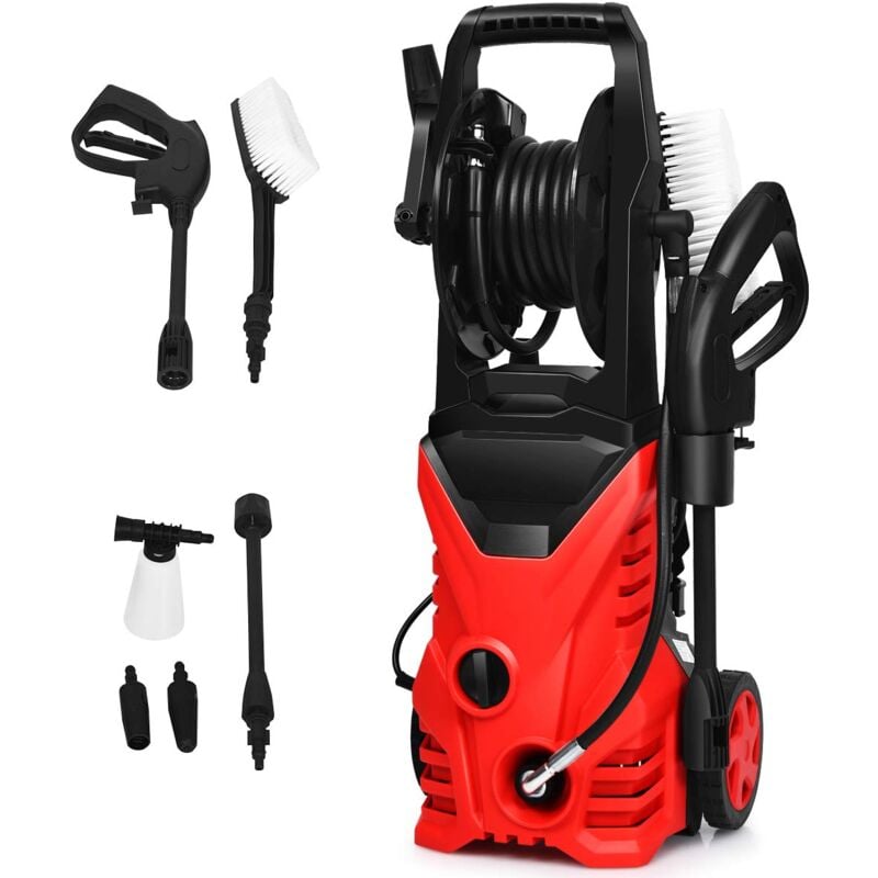 foto del prodotto goplus idropulitrice 1800w per auto, idropulitrice ad alta pressione con accessori completi, idropulitrice professionale elettrica, blu rosso