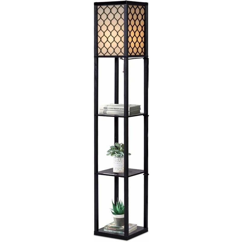 foto del prodotto goplus lampada da terra con ripiani in legno mensola lampada verticale dell angolo per camera da letto 26x26x160cm